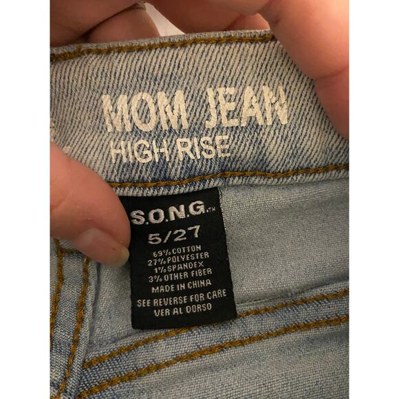Y2K Vintage Inspired High Rise Mom Jeans Gray Seam Detail S.O.N.G. Size 5/27 - Picture 4 of 7